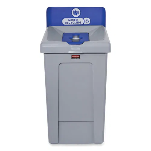 Slim Jim Recycling Station 1-Stream, Mixed Recycling Station, 33 gal, Resin, Gray