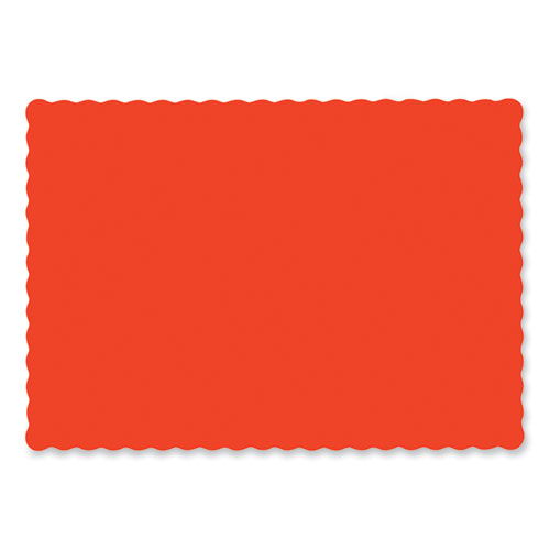 Solid Color Scalloped Edge Placemats, 10 x 14, Bittersweet, 1,000/Carton