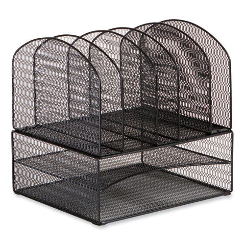 Onyx Mesh Desk Organizer, Two Horizontal and Six Upright Sections, Letter Size Files, 13.25 x 11.32 x 13.32, Black