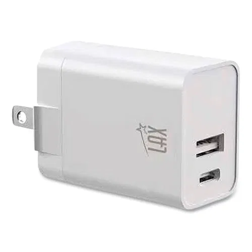 USB-PD Wall Charger, USB-A Port/USB-C Port, White