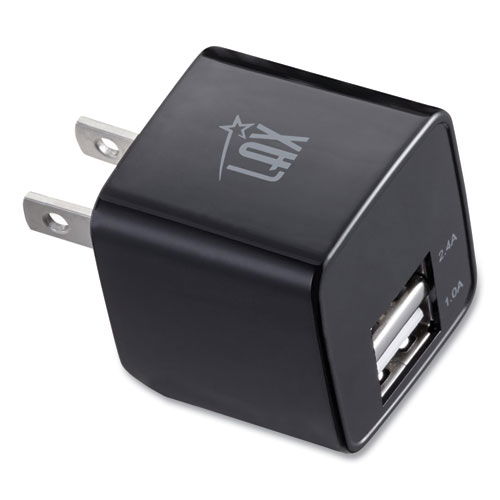 Dual USB Port Wall Charger, USB-A Port/USB-C Port, Black