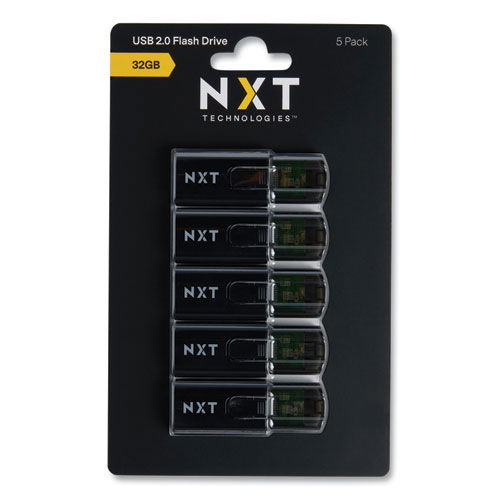 USB 2.0 Type-A Flash Drive, 32 GB, Black, 5/Pack