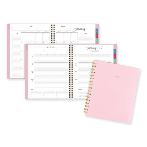 Harmony Weekly/Monthly Poly Planner, 8.81 x 7.88, Pink Cover, 13-Month (Jan to Jan): 2024 to 2025