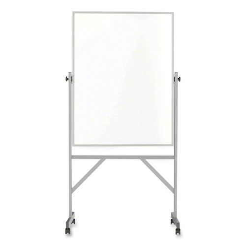 Reversible Magnetic Porcelain Whiteboard with Aluminum Frame, 36" x 48", White Surface, Satin Aluminum Frame