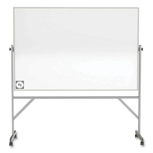 Reversible Magnetic Hygienic Porcelain Whiteboard with Aluminum Frame, 72" x 48", White Surface, Satin Aluminum Frame