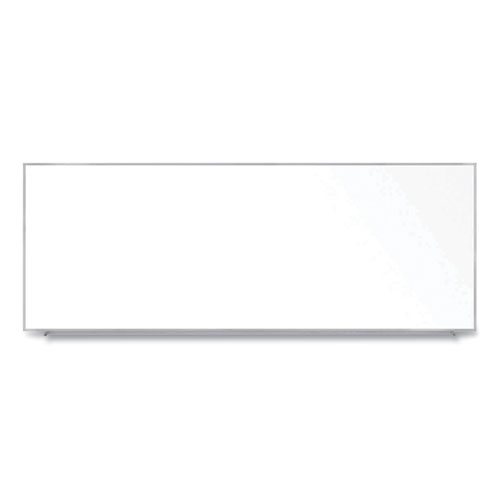 Magnetic Porcelain Whiteboard with Aluminum Frame, 144.59" x 60.47", White Surface, Satin Aluminum Frame