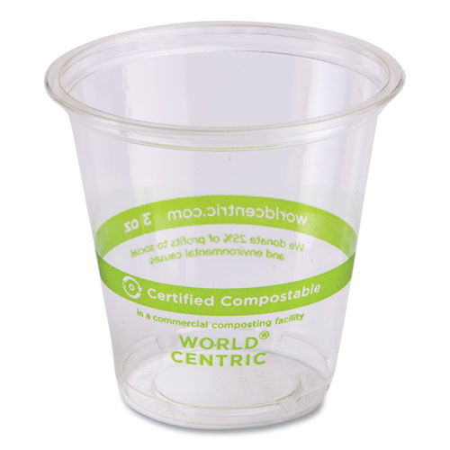 PLA Clear Cold Cups, 3 oz, Plastic, Clear, 2,500/Carton