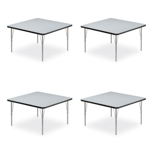 Adjustable Activity Tables, Square, 48" x 48" x 19" to 29", Gray Top, Silver Legs, 4/Pallet