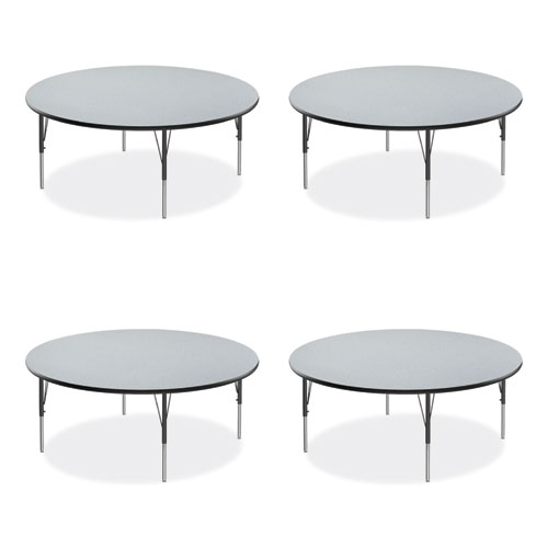 Height Adjustable Activity Table, Round, 60" x 19" to 29", Gray Granite Top, Black Legs, 4/Pallet