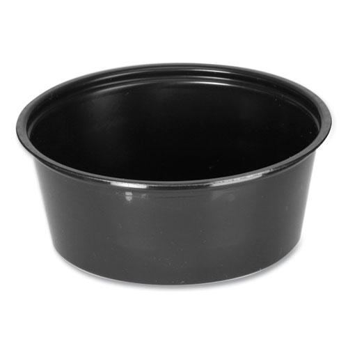 Portion Cups, 3.25 oz, Plastic, Black, 250/Sleeve, 10 Sleeves/Carton