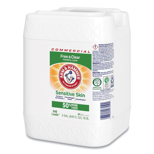 HE Compatible Liquid Detergent, Free and Clear/Unscented, 640 Loads, 5 gal Jug