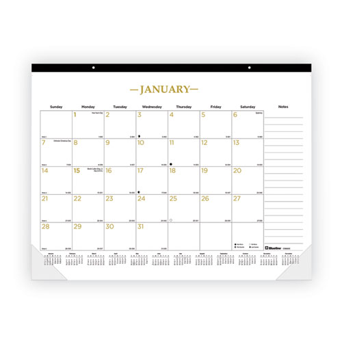 Gold Collection Monthly Desk Pad Calendar, 22 x 17, White/Gold Sheets, Black Headband, 12-Month (Jan to Dec): 2026