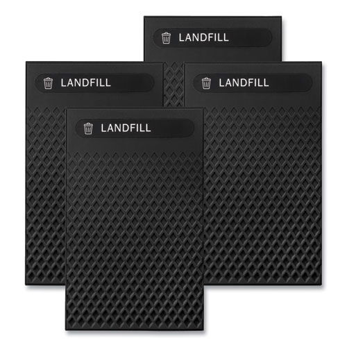 Large Prelabeled Landfill Waste Panels for Tailor and Landmark Series Containers 20.72" x 0.5" x 34.33", Black, 4/Carton