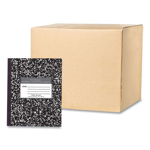Flexible Cover Marble Composition Notebook, Wide/Legal Rule, Black Marble Cover, (100) 8.5 x 7 Sheets, 144/Carton