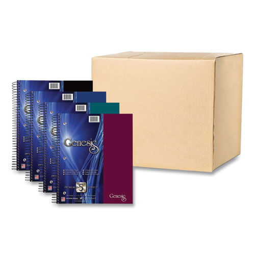 Genesis Notebook, 5-Subject, Medium/College Rule, Randomly Assorted Cover Colors, (200) 11 x 9 Sheets, 12/Carton