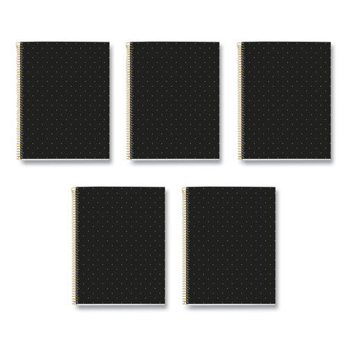 MR M Fashion Notebook, 4-Subject, Medium/College Rule, Black/Gold Cover, (120) 11 x 8.5 Sheets, 5/Carton