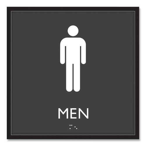 ADA Sign, Men, Plastic, 8 x 8, Clear/White