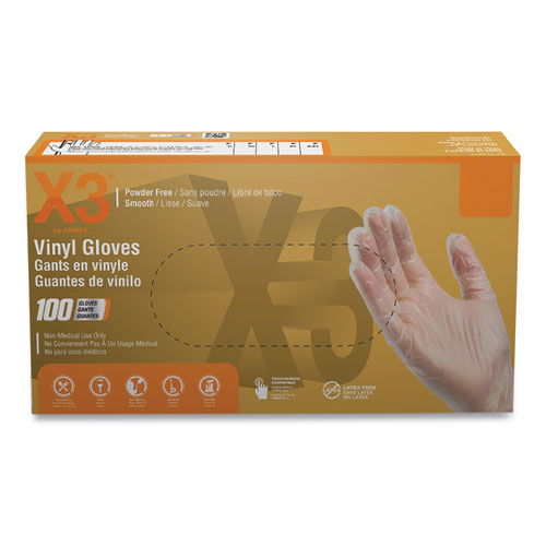 Industrial Vinyl Gloves, Powder-Free, Medium, 3 mil Thick, 9.5" Long, Clear, 100/Box, 10 Boxes/Carton
