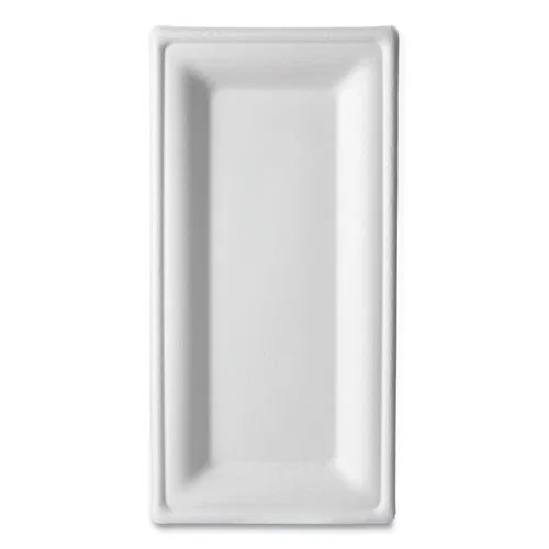 Vanguard Renewable and Compostable Sugarcane Plates, 5 x 10, White, 500/Carton