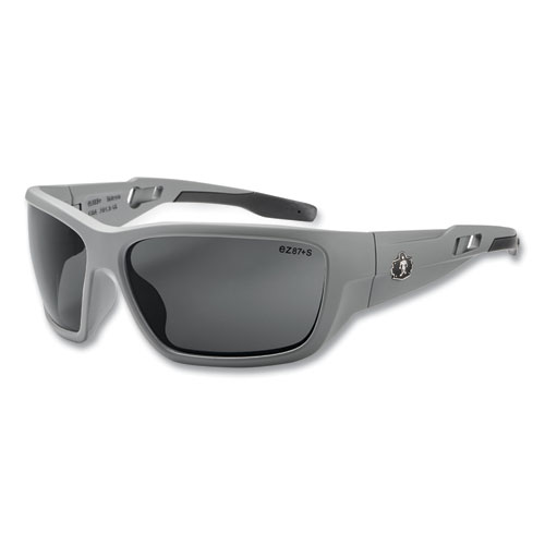 Skullerz BALDR Safety Glasses, Matte Gray Nylon Impact Frame, Anti-Fog Smoke Polycarbonate Lens