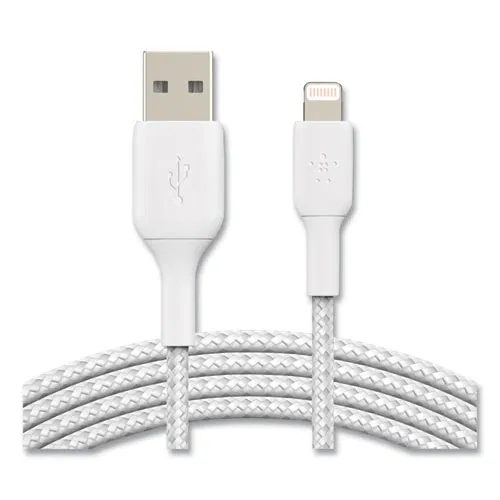 BOOST CHARGE Braided Apple Lightning to USB-A ChargeSync Cable, 3.3 ft, White