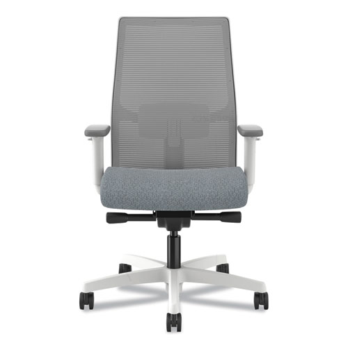 Ignition 2.0 4-Way Stretch Mid-Back Mesh Task Chair, 17" to 21" Seat Height, Basalt Seat, Fog Back, Designer White Base