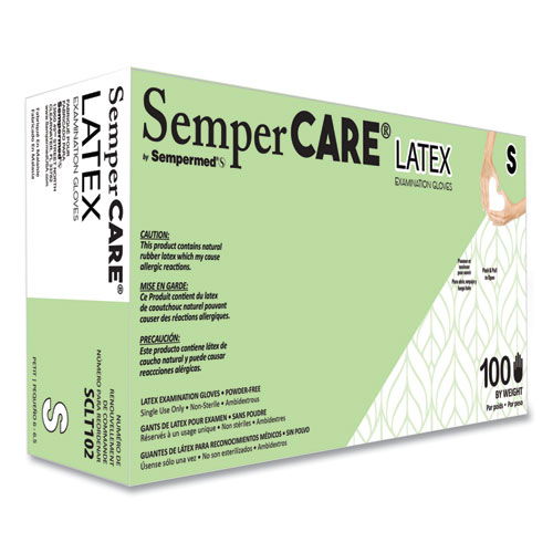Latex Examination Gloves, Powder-Free, Small, 5 mil Thick, 9.45" Long, Cream, 100/Box, 10 Boxes/Carton