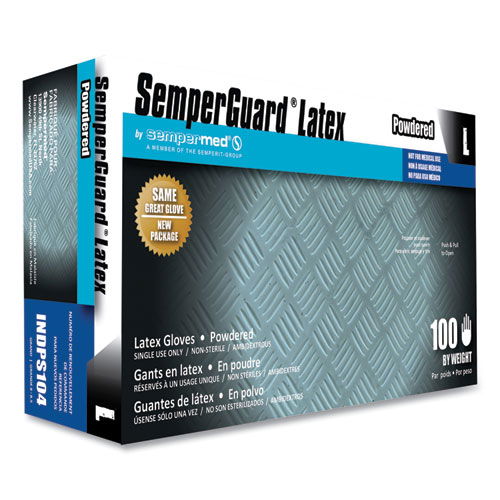 Latex Gloves, Powdered, Large, 4 mil Thick, 9.45" Long, Cream, 100/Box, 10 Boxes/Carton