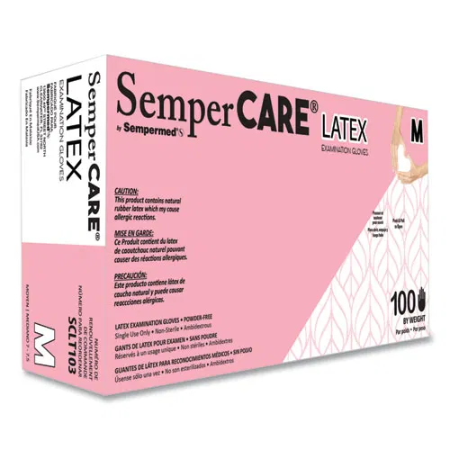 Latex Examination Gloves, Powder-Free, Medium, 5 mil Thick, 9.45" Long, Cream, 100/Box, 10 Boxes/Carton