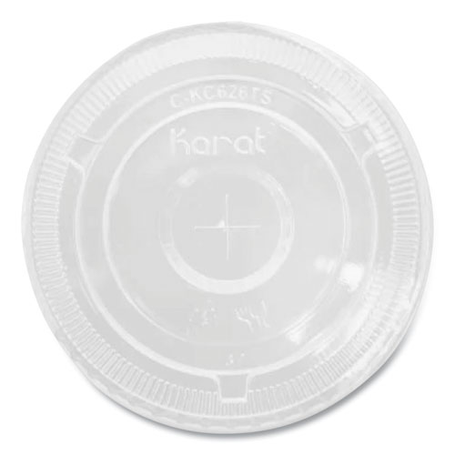 PET Lids, Flat with Straw Slot, Fits 12 oz to 24 oz Cold Cups, Plastic, Clear, 1,000/Carton