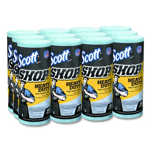 Pro Shop Towels, Heavy Duty, 1-Ply, 10.4 x 11, Blue, 12 Rolls/Carton