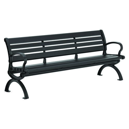 Aluminum Bench with Back, 73" x 22.75" x 30.75", Black Seat/Back, Black Base
