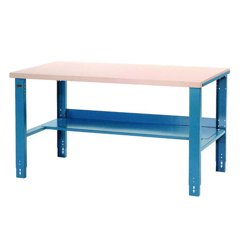 Complete Industrial Workbench, 800 lbs, 60 x 30 x 57.5 to 62.5, Blue