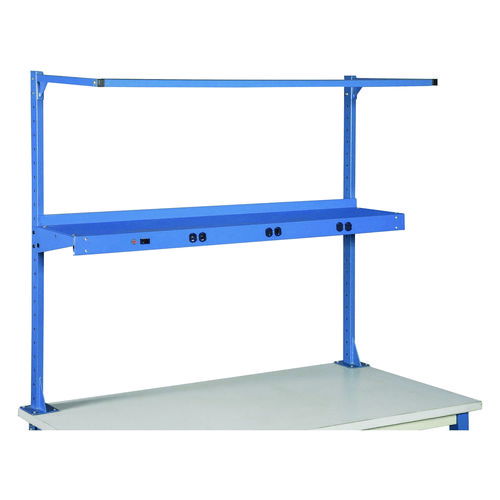 Upper Workbench Shelf, 6 Single Outlets, For Use With 60" Wide Workbenches, 100 lb Weight Capacity
