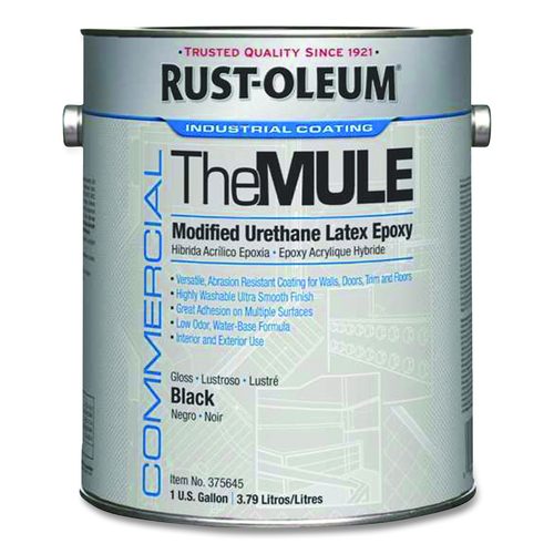 Commercial The MULE (Modified Urethane Latex Epoxy), Interior/Exterior, Gloss Black, 1 gal Bucket/Pail, 2/Carton