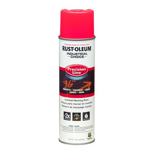 Industrial Choice M1800 System Water-Based Precision Line Marking Paint, Flat Fluorescent Pink, 17 oz Aerosol Can, 12/Carton