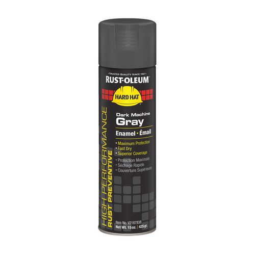Hard Hat High Performance V2100 System Rust Preventive Enamel Spray Paint, Gloss Dark Machine Gray, 15 oz Aerosol Can, 6/CT