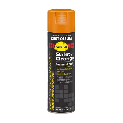 Hard Hat High Performance V2100 System Rust Preventive Enamel Spray Paint, Gloss Safety Orange, 15 oz Aerosol Can, 6/Carton