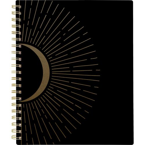 Radiate Weekly/Monthly Planner, Stylized Solar-Eclipse Artwork, 11 x 9.25, Black/Gold Cover, 12-Month (Jan to Dec): 2025