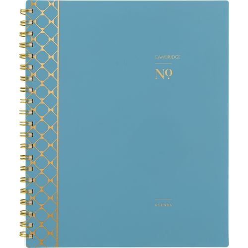 Workstyle Weekly/Monthly Planner, Geometric Artwork, 11 x 9.38, Blue/Gold Cover, 12-Month (Jan to Dec): 2025