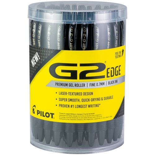 G2 Edge Premium Gel Pen, Retractable, Fine 0.7 mm, Black Ink, Black Barrel, 36/Pack