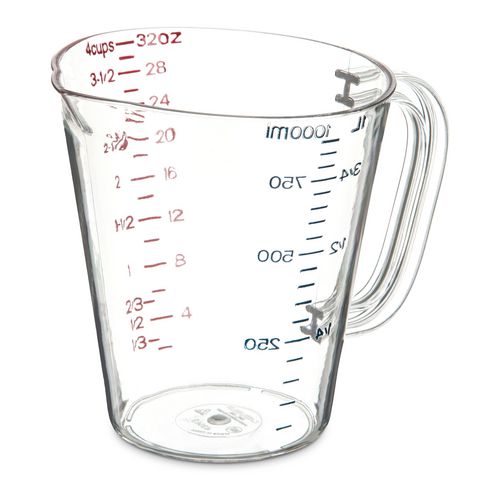 Commercial Measuring Cup, 1 qt, Plastic, Clear