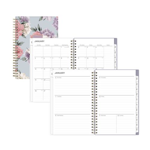 Tula Weekly/Monthly Planner, Floral Artwork, 8" x 5", Purple/Pink/White Cover, 12-Month (Jan to Dec): 2026