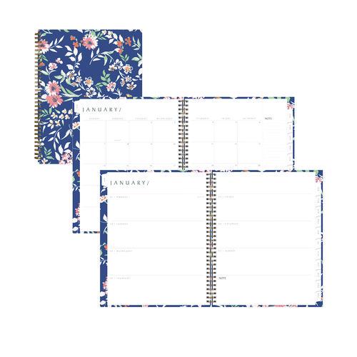 One Tree Planted Effie Weekly/Monthly Planner, Floral Artwork, 11" x 8.5", Blue/Peach/Green Cover, 12-Month (Jan-Dec): 2026