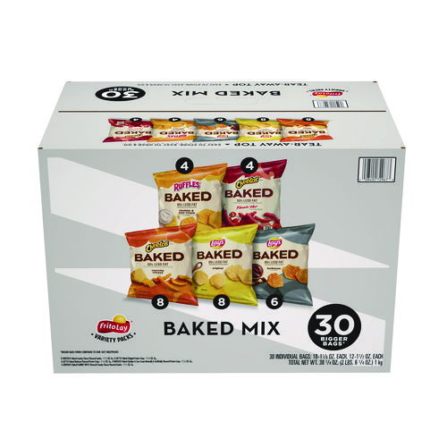 Baked Variety Pack, Lay's Regular/Lay's BBQ/Cheetos/Ruffles Cheddar and Sour Cream/Hot Cheetos, 30 Bags/Box, 2 Boxes/Carton