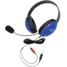 Califone Listening First 2800BL-AV Headset - Stereo - Mini-phone (3.5mm) - Wired - 32 Ohm - 20 Hz to 20 kHz - Over-the-head - Binaural - Ear-cup - 5.50 ft Cable - Electret Microphone - Blue