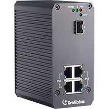 GeoVision GV-PoE0410-E 4-port Gigabit 802.3at PoE Switch - 4 Ports - Gigabit Ethernet - 10/100/1000Base-TX, 1000Base-LX, 1000Base-SX - 2 Layer Supported - Modular - 1 SFP Slots - Optical Fiber, Twisted Pair - Rail-mountable