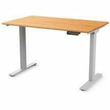 Humanscale eFloat Go 2.0, 23"x 46" Bamboo Top and Silver Table Base (Standard Range) - Bamboo Rectangle Top - Silver 2-stage Leg Base - 2 Legs - 220 lb Capacity - Height Adjustable - 46" Table Top Width x 23" Table Top Depth - 49" Height x 48" Width x 23"