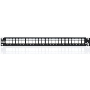 Leviton QuickPort 4S255-S24 Shielded 24-Port Blank Patch Panel - 24 - 24 Port(s) - 24 x RJ-11 - 1U High - Rack-mountable