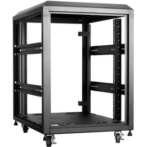 Claytek 15U 4-Post Open Frame Rack - 15U Rack Height x 19" Rack Width - Rack-mountable - Black - Steel, Aluminum - 2200 lb Maximum Weight Capacity